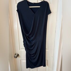 All‎ Saints Navi Blue  Asymmetrical Ruched Cocktail Dress Size 8